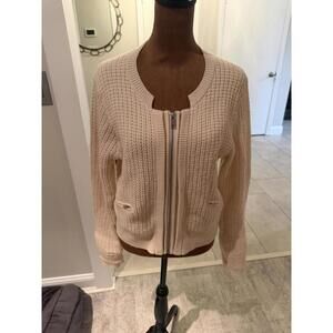 NWOT Everlane Cream Cotton Merino Wool Bomber sz M